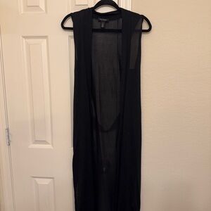 White House Black Market Black Sheer Sleeveless Cardigan